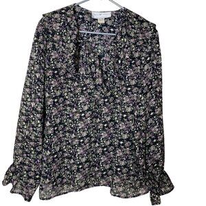 Vintage Ruffle Floral Blouse • Maggie Lawrence L • Cottagecore Prairie Chic‎